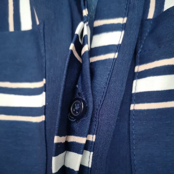 Ricki's Ladies Size 2 Navy/White/Salmon Striped Sleeveless Button Front Dress - Picture 7 of 9